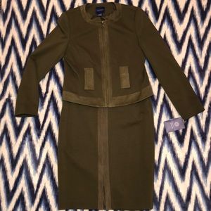 Doncaster olive green suit (blazer & pencil skirt)